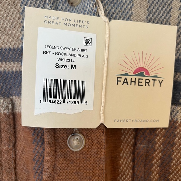 Faherty The Legend Sweater Shirt Rockland Plaid M - Picture 5 of 6